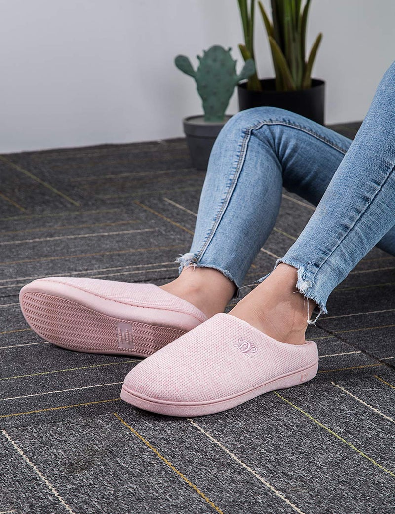 DL Womens Cozy Slip-on House Slippers For Women, Indoor/Outdoor - Comfortable Bedroom Slippers With Warm Soft Flannel Lining - Size 5.5-6.5 Pink - Image 5